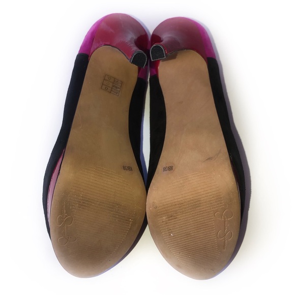 JESSICA SIMPSON SIZE 8 PINK / BLACK PEEP TOE STIL - Picture 5 of 7